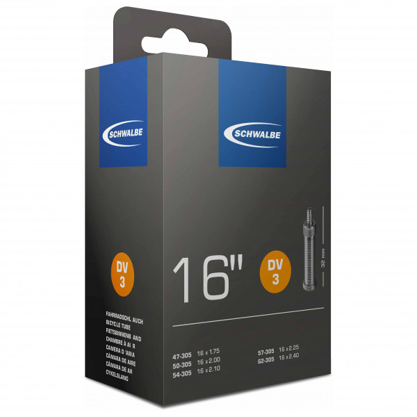 Schwalbe - 16'' Schlauch Nr. 3 47/62-305 - Veloschlauch Gr 16'' x 1,75-2,5'' - 47/62-305 schwarz Schwalbe - 16'' Schlauch Nr. 3 47/62-305 - Veloschlauch Gr 16'' x 1,75-2,5'' - 47/62-305 schwarz von Schwalbe
