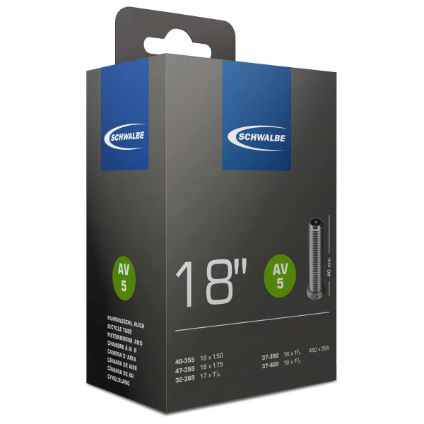Schwalbe - 18'' Schlauch Nr. 5 32/47-355/400 - Veloschlauch Gr 18'' x 1,50-1,90'' - 32/47-355/400 schwarz Schwalbe - 18'' Schlauch Nr. 5 32/47-355/400 - Veloschlauch Gr 18'' x 1,50-1,90'' - 32/47-355/400 schwarz von Schwalbe