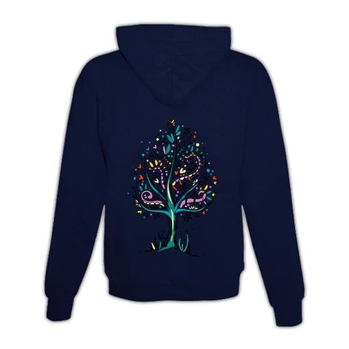 JoyLine Hoodie mit Zipper Baum bunt Unisex Farbe: Dunkelblau, Grösse: L von JoyLine