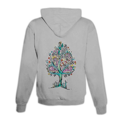 JoyLine Hoodie mit Zipper Baum bunt Unisex Grösse: XXL, Farbe: Grau von JoyLine