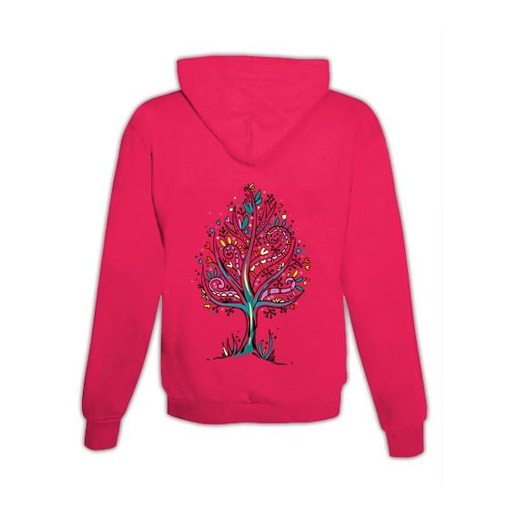 JoyLine Hoodie mit Zipper Baum bunt Unisex Farbe: Pink, Grösse: XL von JoyLine