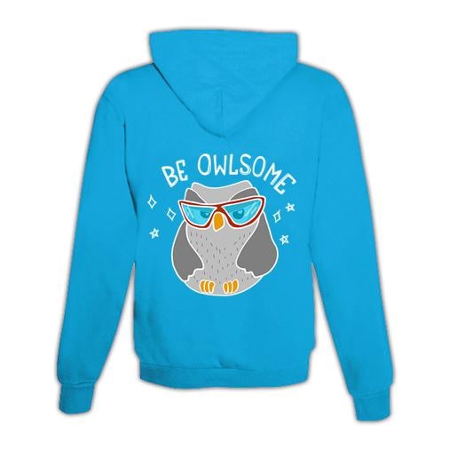 JoyLine Hoodie mit Zipper Be Owlsome Unisex Farbe: Hellblau/Türkis, Grösse: XL von JoyLine