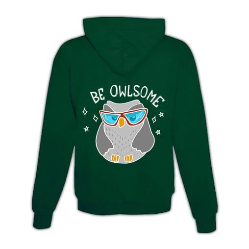 JoyLine Hoodie mit Zipper Be Owlsome Unisex Farbe: Grün, Grösse: S von JoyLine