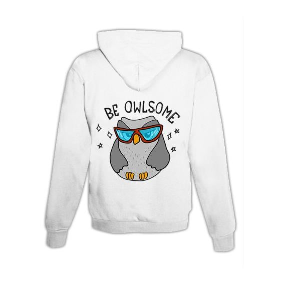 JoyLine Hoodie mit Zipper Be Owlsome Unisex Grösse: XXL, Farbe: Weiss von JoyLine