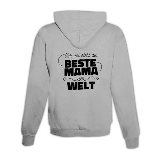 JoyLine Hoodie mit Zipper Beste Mama der Welt Unisex Farbe: Grau, Grösse: L von JoyLine