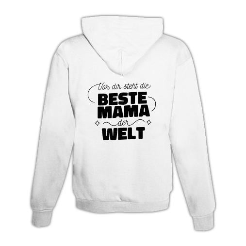 JoyLine Hoodie mit Zipper Beste Mama der Welt Unisex Farbe: Weiss, Grösse: L von JoyLine