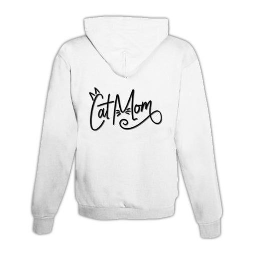 JoyLine Hoodie mit Zipper Cat Mom Unisex Grösse: XL, Farbe: Weiss von JoyLine