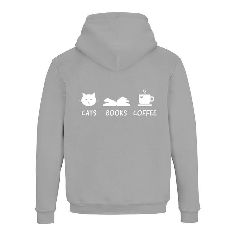 JoyLine Hoodie mit Zipper Cats Books Coffee Unisex Grösse: S, Farbe: Grau von JoyLine