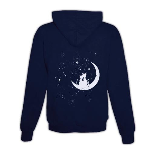 JoyLine Hoodie mit Zipper Cats in Moon Unisex Grösse: M, Farbe: Weiss von JoyLine