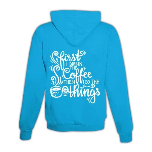 JoyLine Hoodie mit Zipper Coffee Unisex Farbe: Hellblau/Türkis, Grösse: L von JoyLine