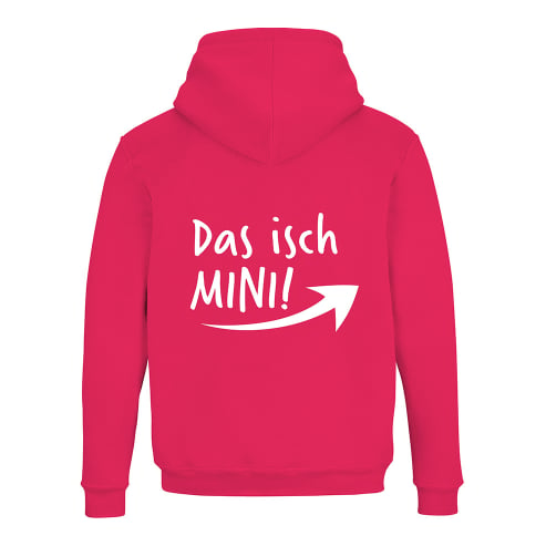 Schwesternuhr Hoodie mit Zipper Das isch Mini Unisex Grösse: L, Farbe: Pink von Schwesternuhr