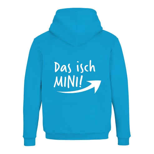 Schwesternuhr Hoodie mit Zipper Das isch Mini Unisex Farbe: Hellblau/Türkis, Grösse: M von Schwesternuhr