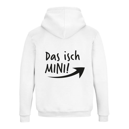 Schwesternuhr Hoodie mit Zipper Das isch Mini Unisex Farbe: Weiss, Grösse: S von Schwesternuhr