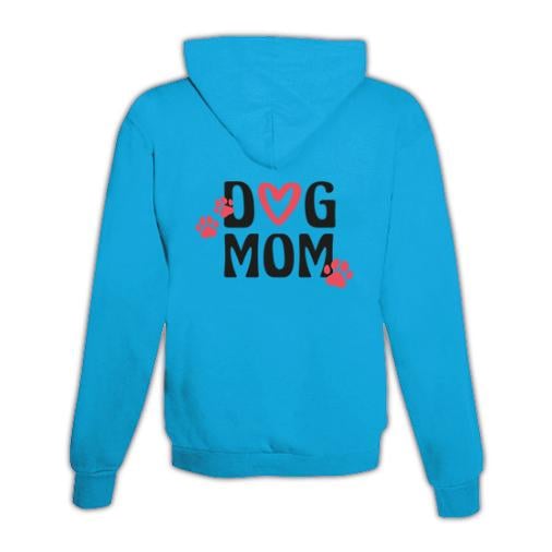 JoyLine Hoodie mit Zipper Dog Mom Unisex Grösse: XL, Farbe: Hellblau/Türkis von JoyLine