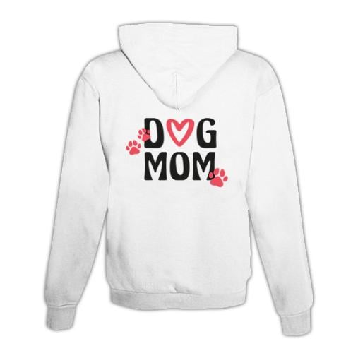 JoyLine Hoodie mit Zipper Dog Mom Unisex Grösse: S, Farbe: Weiss von JoyLine