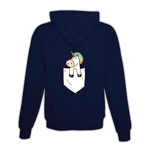 JoyLine Hoodie mit Zipper Einhorn Tasche Unisex Farbe: Dunkelblau, Grösse: M von JoyLine