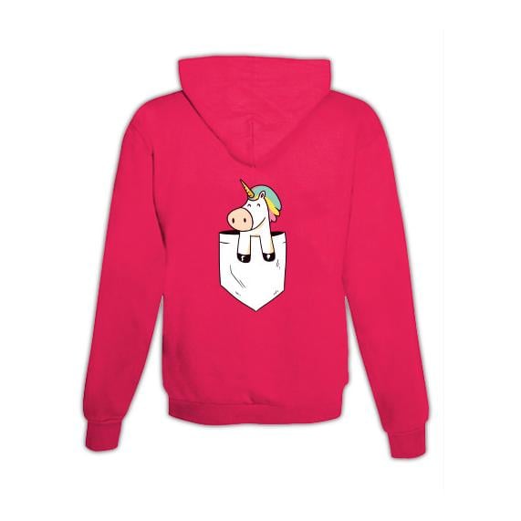 JoyLine Hoodie mit Zipper Einhorn Tasche Unisex Farbe: Pink, Grösse: XXL von JoyLine