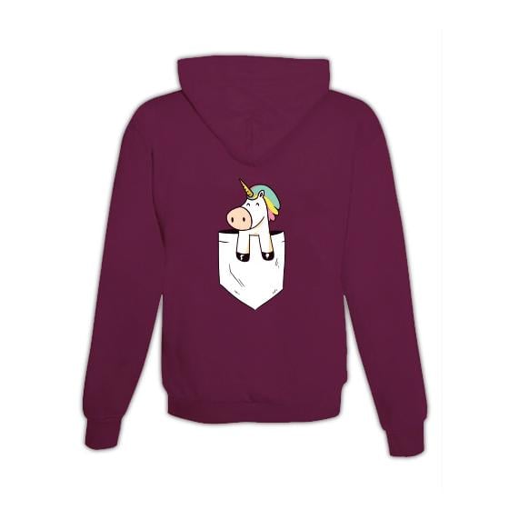 JoyLine Hoodie mit Zipper Einhorn Tasche Unisex Grösse: XXL, Farbe: Burgundy von JoyLine