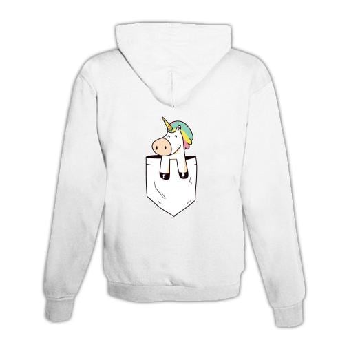 JoyLine Hoodie mit Zipper Einhorn Tasche Unisex Farbe: Weiss, Grösse: XXL von JoyLine