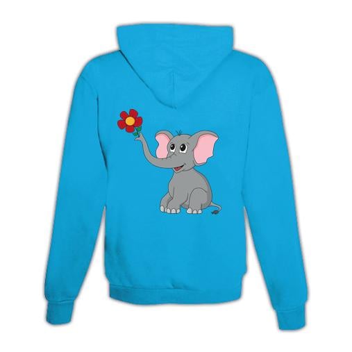 JoyLine Hoodie mit Zipper Elefant Unisex Grösse: XL, Farbe: Hellblau/Türkis von JoyLine