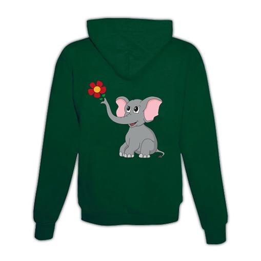 JoyLine Hoodie mit Zipper Elefant Unisex Grösse: S, Farbe: Grün von JoyLine