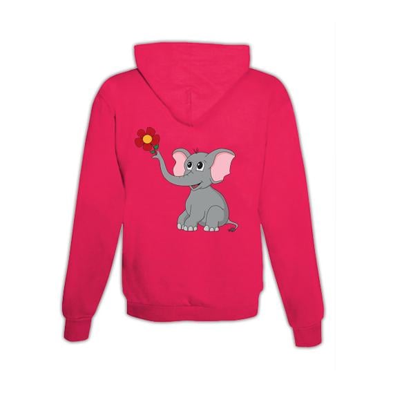 JoyLine Hoodie mit Zipper Elefant Unisex Grösse: XXL, Farbe: Pink von JoyLine