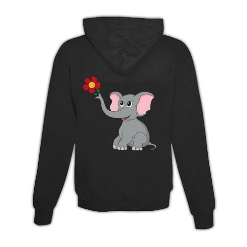 JoyLine Hoodie mit Zipper Elefant Unisex Grösse: XL, Farbe: Schwarz von JoyLine