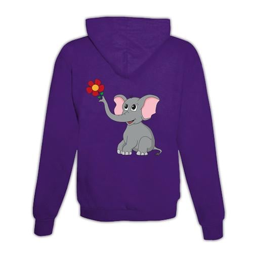 JoyLine Hoodie mit Zipper Elefant Unisex Farbe: Lila, Grösse: L von JoyLine