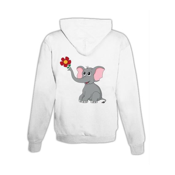 JoyLine Hoodie mit Zipper Elefant Unisex Farbe: Weiss, Grösse: M von JoyLine