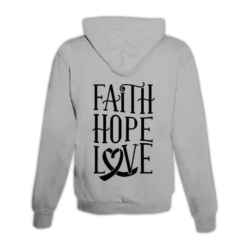 JoyLine Hoodie mit Zipper Faith Hope Love Unisex Farbe: Grau, Grösse: L von JoyLine