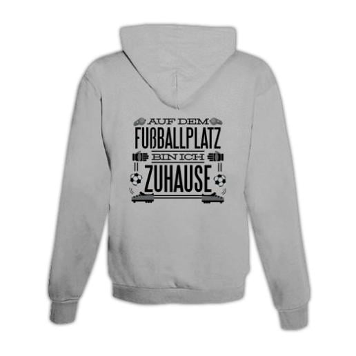 JoyLine Hoodie mit Zipper Fussballplatz Unisex Grösse: M, Farbe: Grau von JoyLine