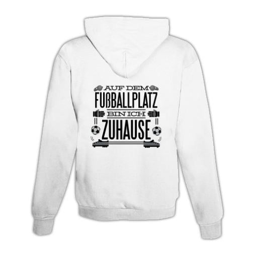 JoyLine Hoodie mit Zipper Fussballplatz Unisex Grösse: M, Farbe: Weiss von JoyLine