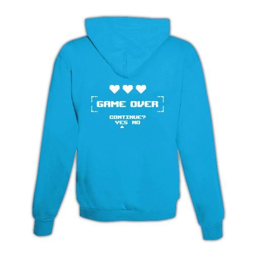 JoyLine Hoodie mit Zipper Game over Unisex Grösse: XXL, Farbe: Hellblau/Türkis von JoyLine