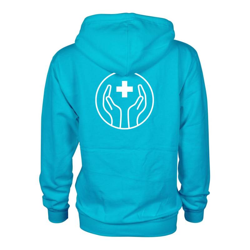 JoyLine Hoodie mit Zipper Hände-Kreuz Farbe: Hellblau/Türkis, Grösse: XL von JoyLine