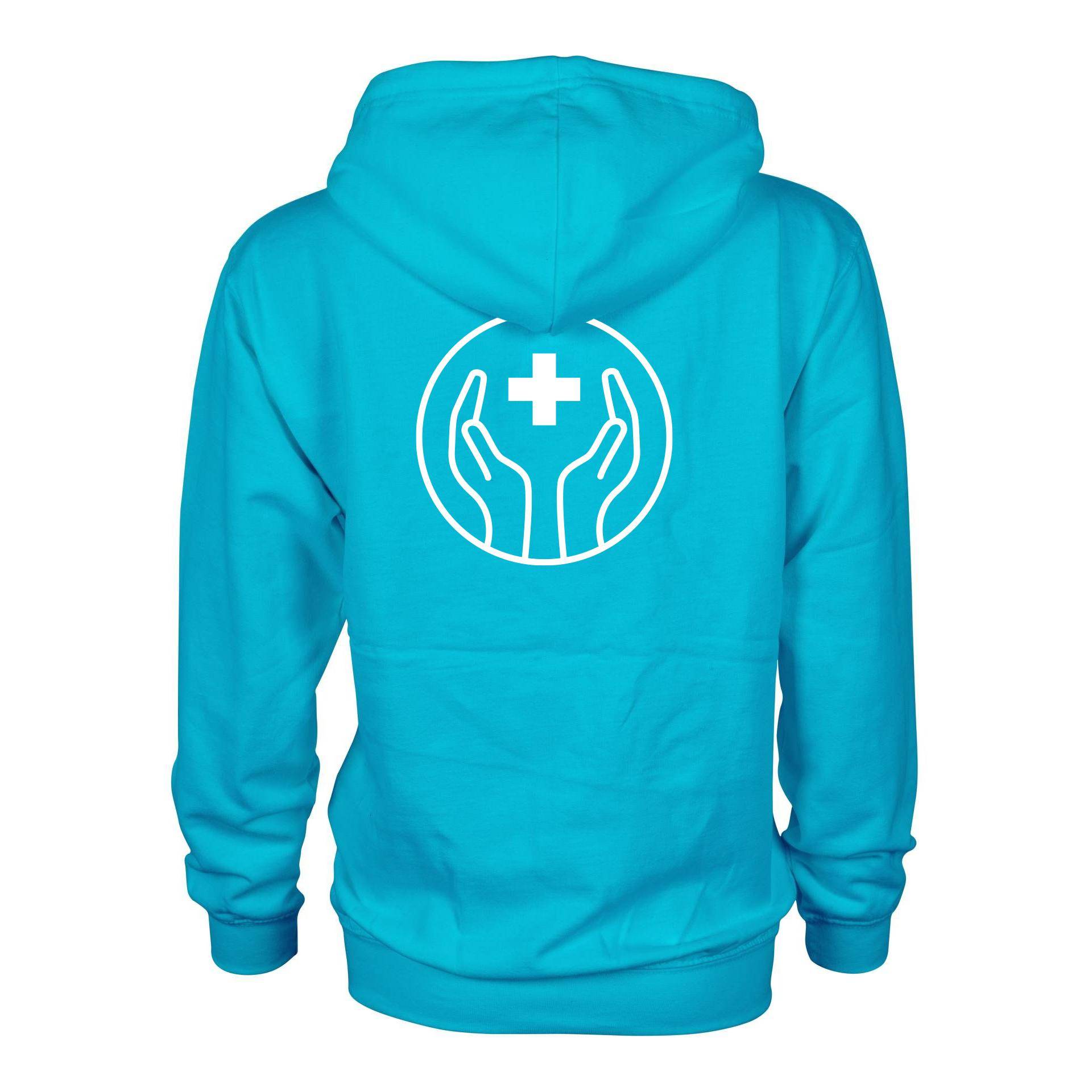 JoyLine Hoodie mit Zipper Hände-Kreuz Grösse: XXL, Farbe: Hellblau/Türkis von JoyLine