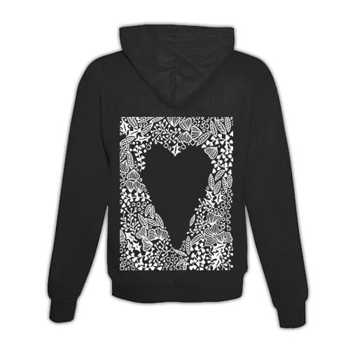 JoyLine Hoodie mit Zipper Herzmuster Unisex Grösse: XL, Farbe: Schwarz von JoyLine