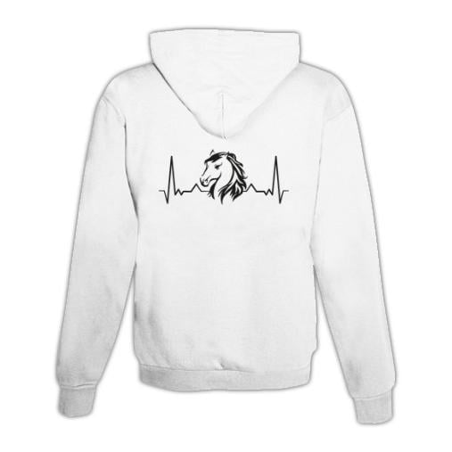 JoyLine Hoodie mit Zipper Herzschlag Pferd Unisex Farbe: Weiss, Grösse: M von JoyLine