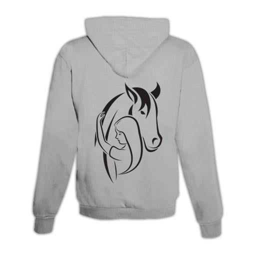 JoyLine Hoodie mit Zipper Horse & Love Unisex Grösse: S, Farbe: Grau von JoyLine