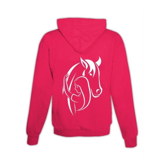 JoyLine Hoodie mit Zipper Horse & Love Unisex Grösse: S, Farbe: Pink von JoyLine