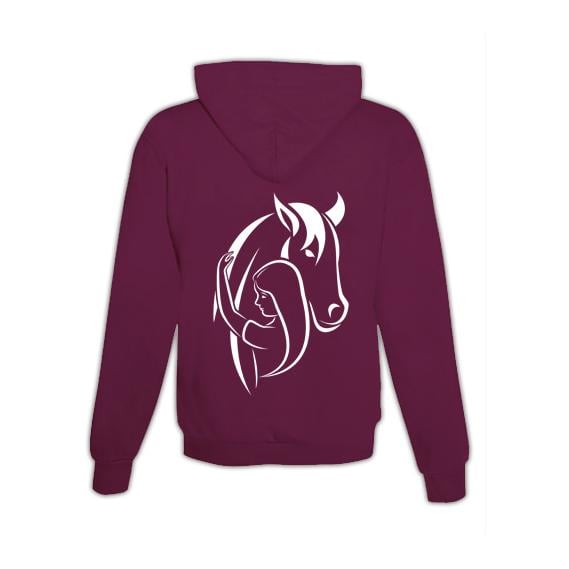 JoyLine Hoodie mit Zipper Horse & Love Unisex Grösse: M, Farbe: Burgundy von JoyLine