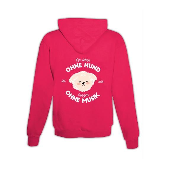 JoyLine Hoodie mit Zipper Hund & Musik Unisex Grösse: S, Farbe: Pink von JoyLine