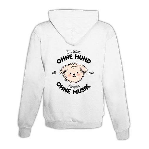 JoyLine Hoodie mit Zipper Hund & Musik Unisex Farbe: Weiss, Grösse: L JoyLine Hoodie mit Zipper Hund & Musik Unisex Farbe: Weiss, Grösse: L von JoyLine