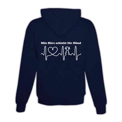 JoyLine Hoodie mit Zipper Hunde Herz Unisex Grösse: XXL, Farbe: Dunkelblau von JoyLine