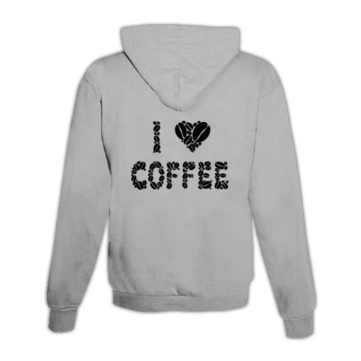 JoyLine Hoodie mit Zipper I Love Coffee Unisex Grösse: S, Farbe: Grau von JoyLine