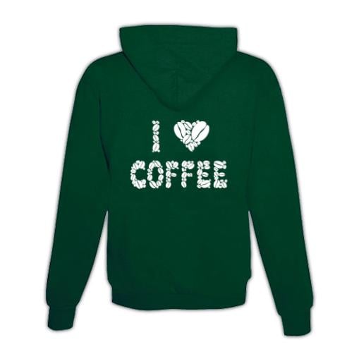 JoyLine Hoodie mit Zipper I Love Coffee Unisex Grösse: S, Farbe: Grün von JoyLine