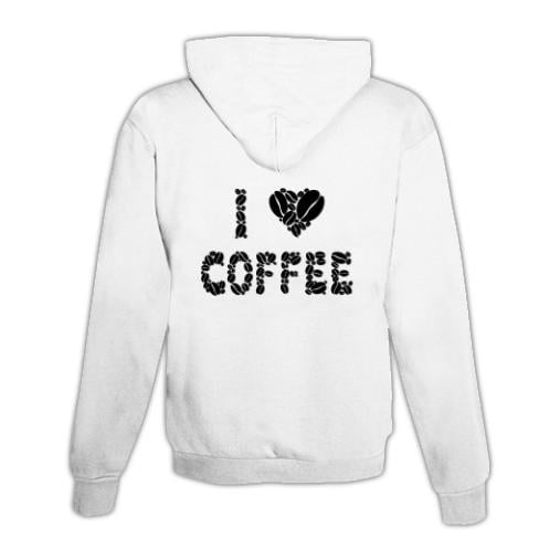 JoyLine Hoodie mit Zipper I Love Coffee Unisex Farbe: Weiss, Grösse: XXL von JoyLine