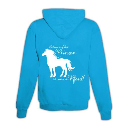 JoyLine Hoodie mit Zipper Ich nehm das Pferd Unisex Grösse: L, Farbe: Hellblau/Türkis von JoyLine