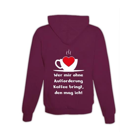 JoyLine Hoodie mit Zipper Kaffee Aufforderung Unisex Grösse: XXL, Farbe: Burgundy von JoyLine