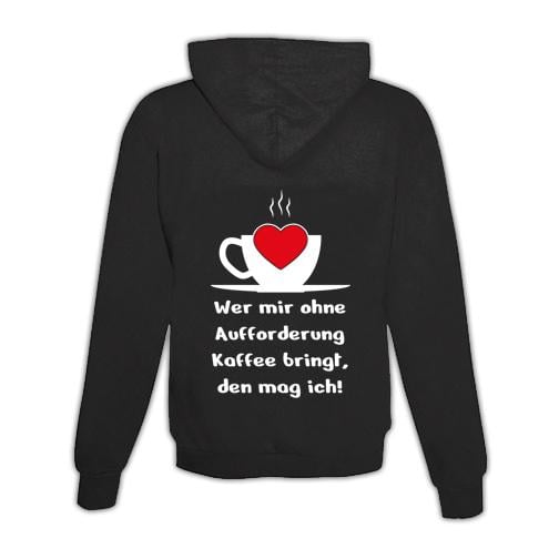 JoyLine Hoodie mit Zipper Kaffee Aufforderung Unisex Grösse: XL, Farbe: Schwarz von JoyLine