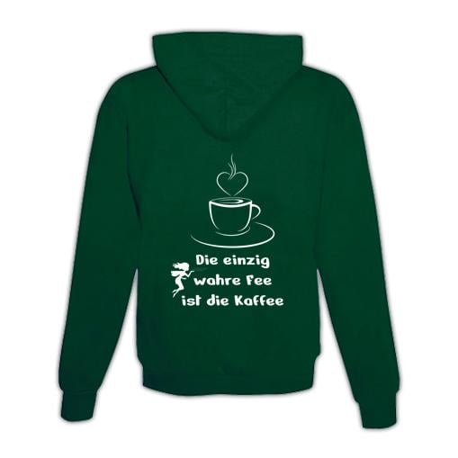 JoyLine Hoodie mit Zipper Kaffee Fee Unisex Grösse: XXL, Farbe: Grün von JoyLine